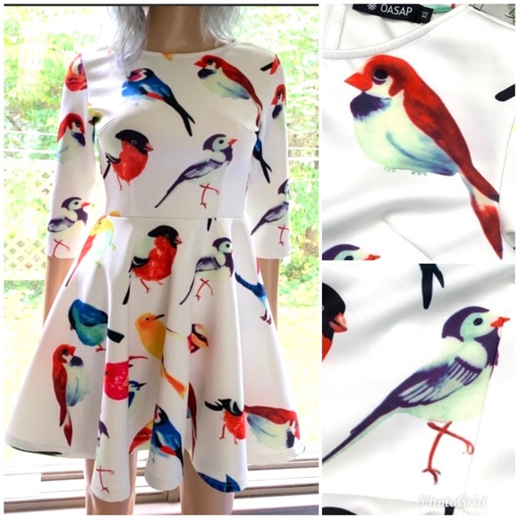 OASAP Dresses & Skirts - 👗Cute  🦜Bird!🦜Skater Dress Size XS👗